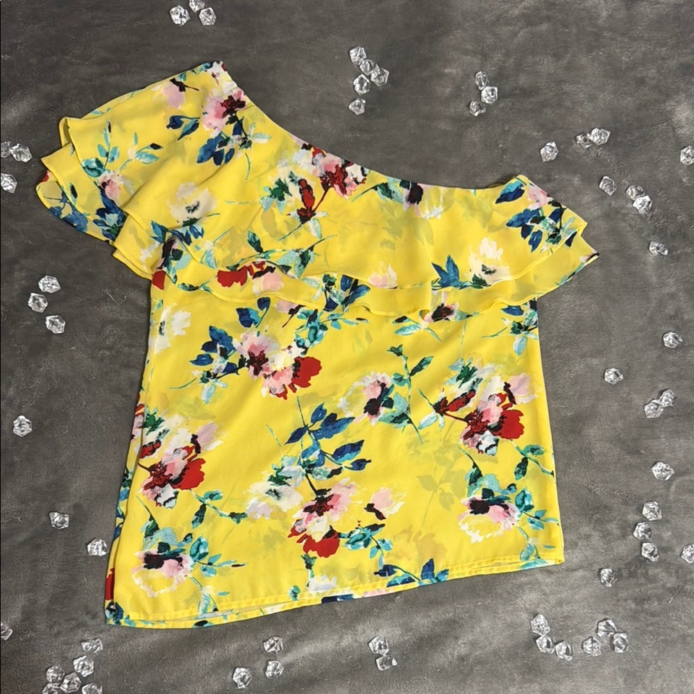 Floral Yellow Off-Shoulder Blouse